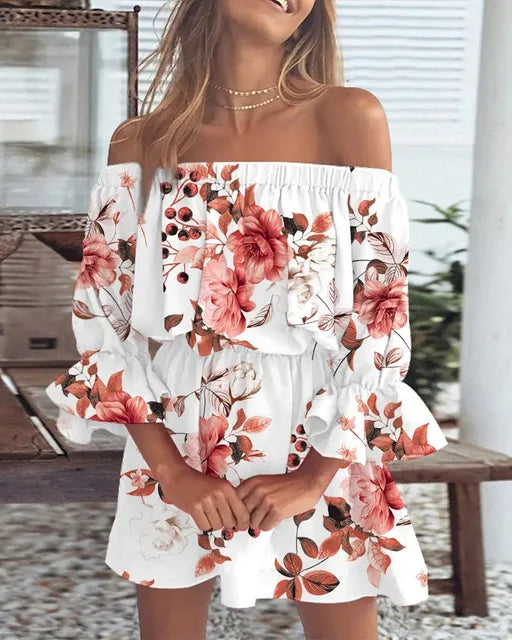 Verleidelijke Fashion Dress met Eén Schouder en Print voor Vrouwen