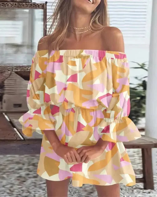 Verleidelijke Fashion Dress met Eén Schouder en Print voor Vrouwen