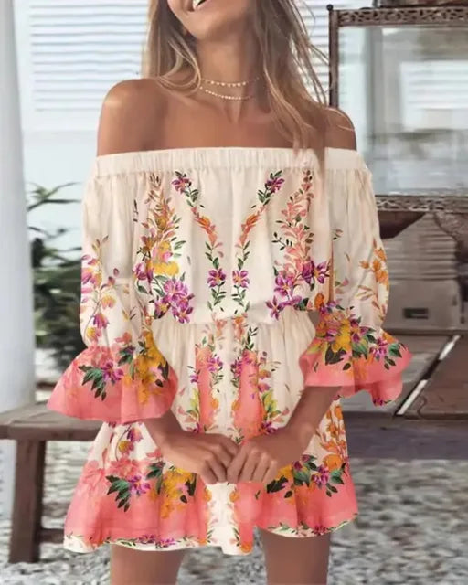 Verleidelijke Fashion Dress met Eén Schouder en Print voor Vrouwen