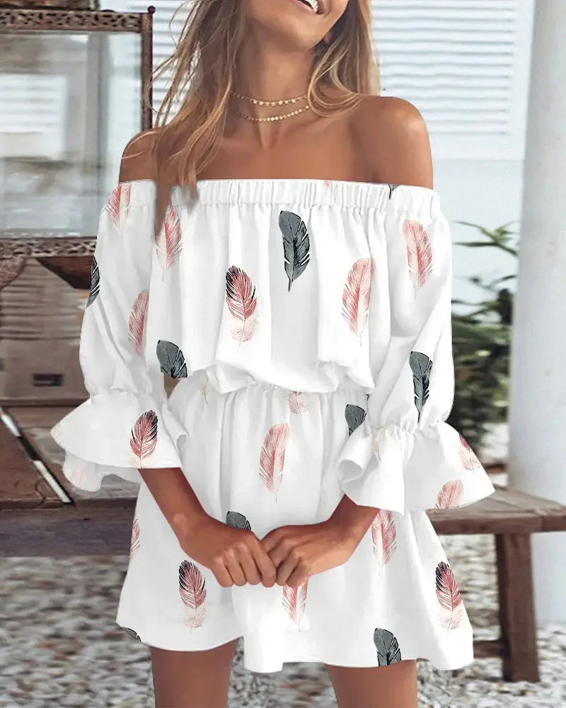 Verleidelijke Fashion Dress met Eén Schouder en Print voor Vrouwen