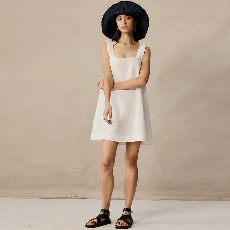 Lina Leinen Kleid - Vintage Sommerstil für Frauen