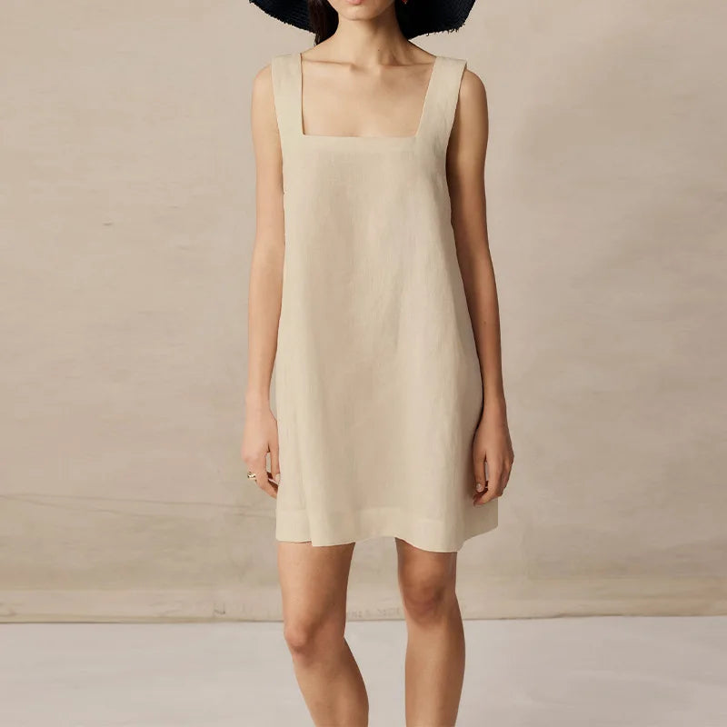 Lina Leinen Kleid - Vintage Sommerstil für Frauen