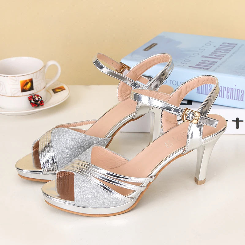 Zomer Glans Hoge Hak Sandalen