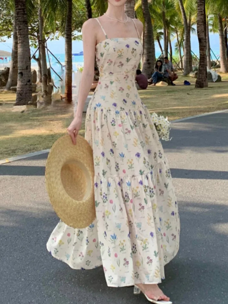 Zomerse Elegantie Bloemen Midi Jurk