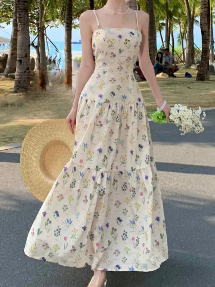 Zomerse Elegantie Bloemen Midi Jurk