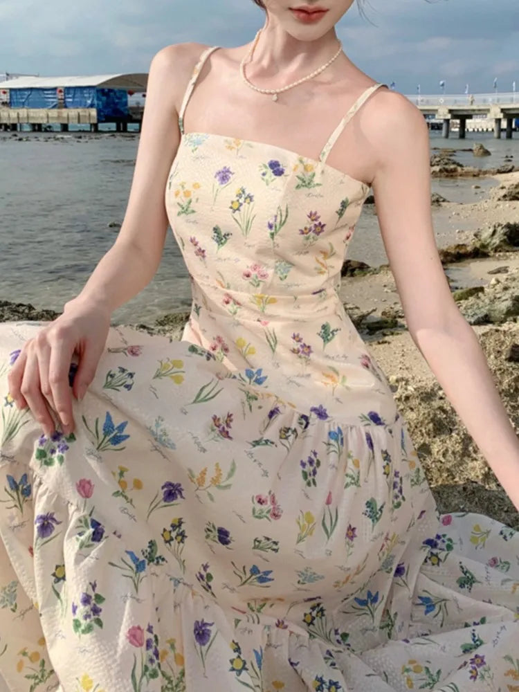 Zomerse Elegantie Bloemen Midi Jurk