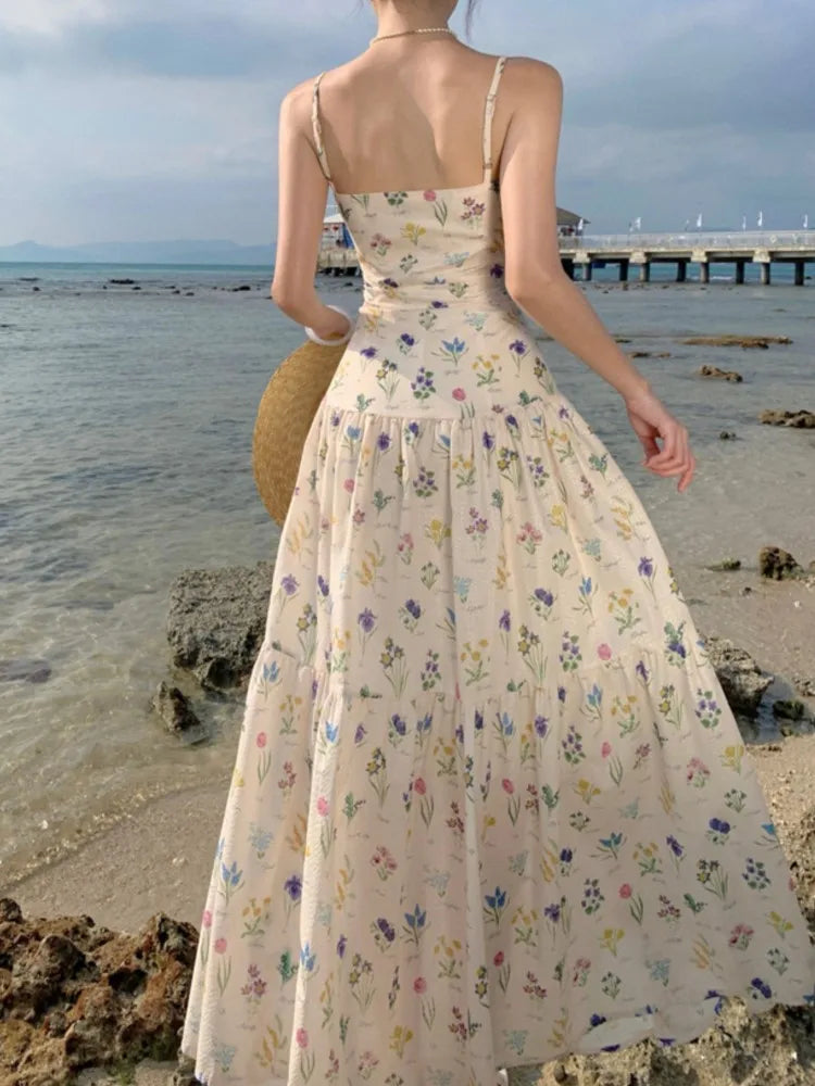 Zomerse Elegantie Bloemen Midi Jurk