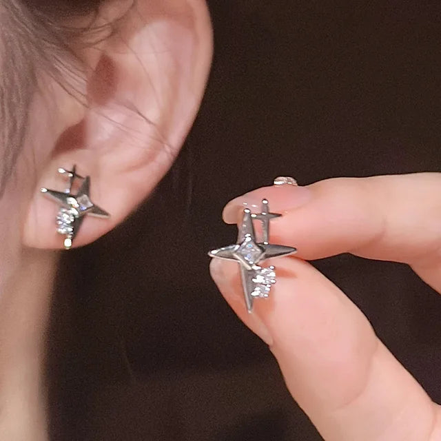 Beautiful Zirconia Five-Pointed Star Earrings