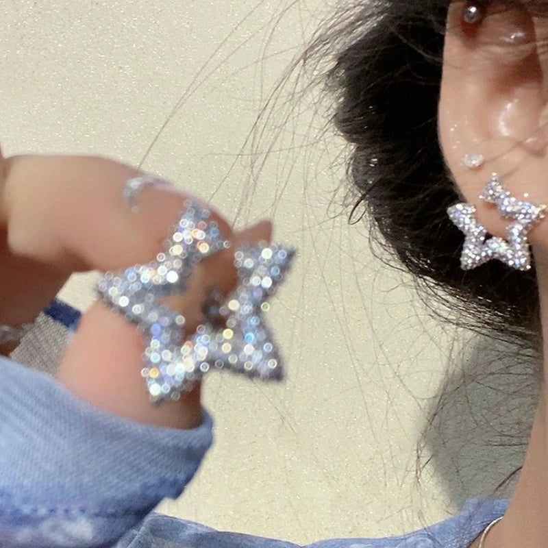 Beautiful Zirconia Five-Pointed Star Earrings