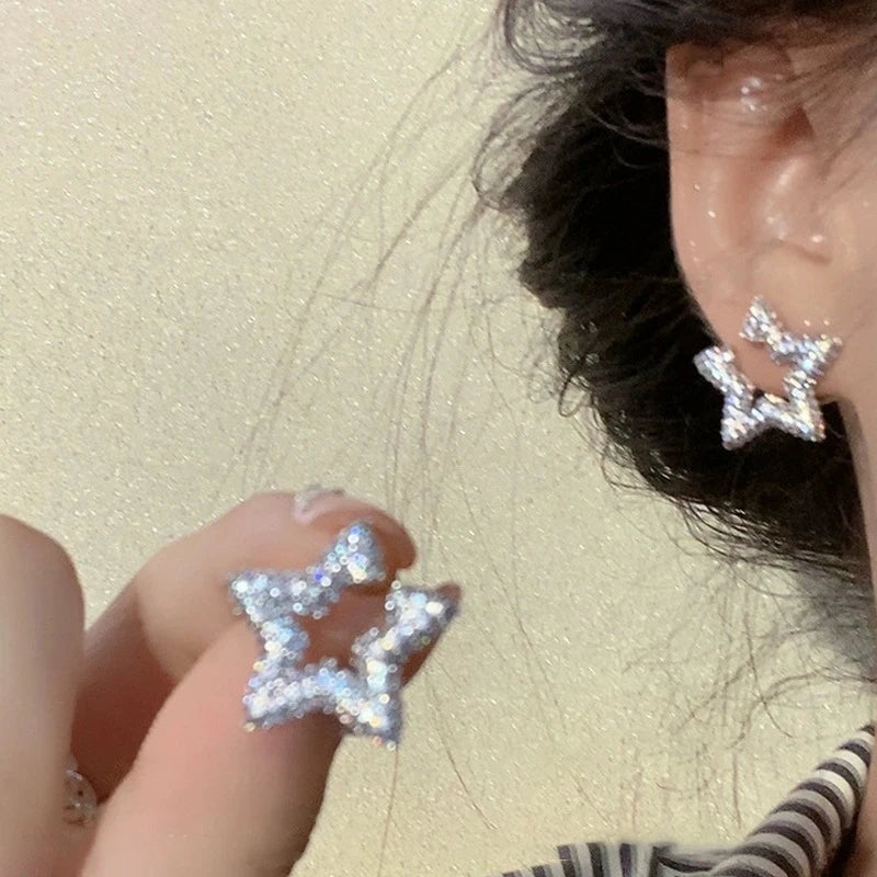 Beautiful Zirconia Five-Pointed Star Earrings