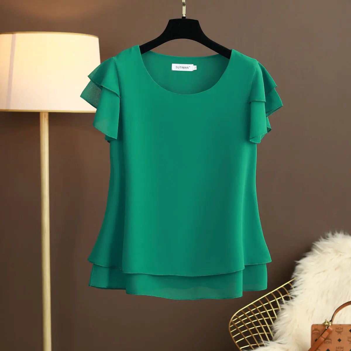 Summer Bliss Women's Blouse - Airy O-neck Chiffon Shirt