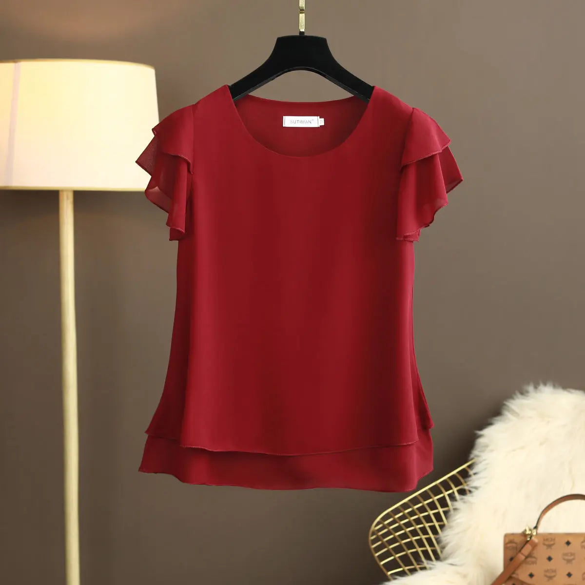 Summer Bliss Women's Blouse - Airy O-neck Chiffon Shirt