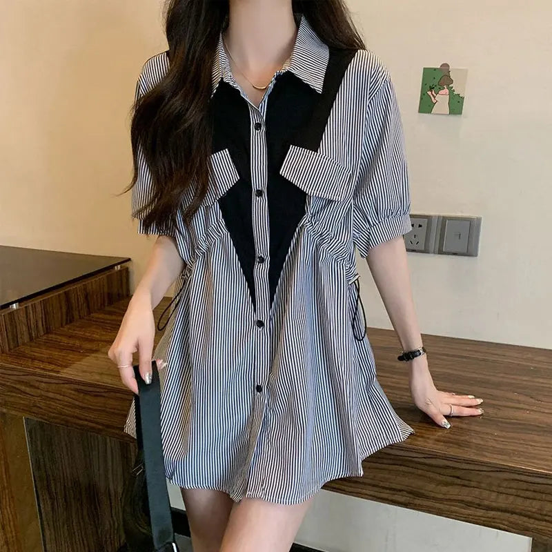 Chemisier patchwork élégant pour femme pour la journée de travail