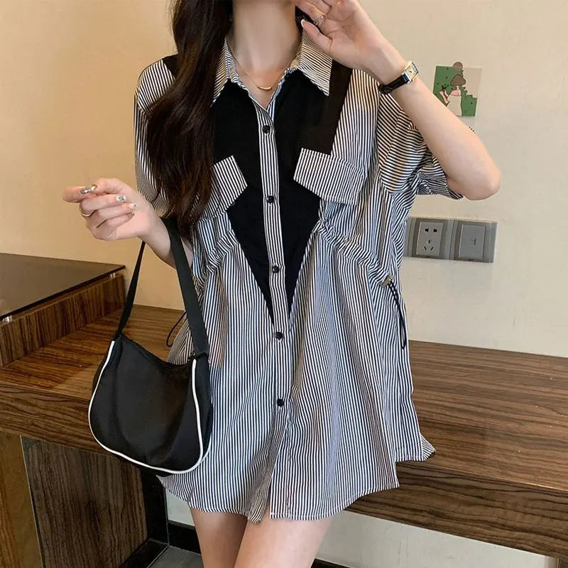 Chemisier patchwork élégant pour femme pour la journée de travail