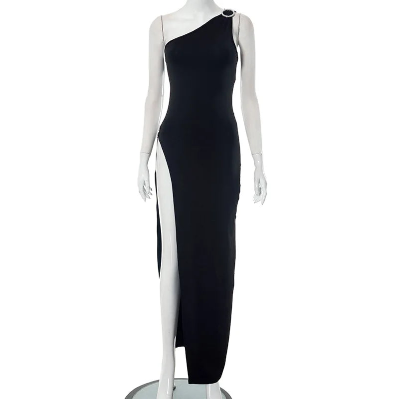 Sensuele Noir Maxi Jurk voor Nachtelijke Avonturen