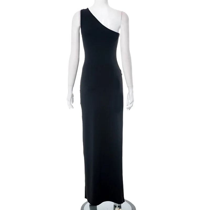 Sensuele Noir Maxi Jurk voor Nachtelijke Avonturen