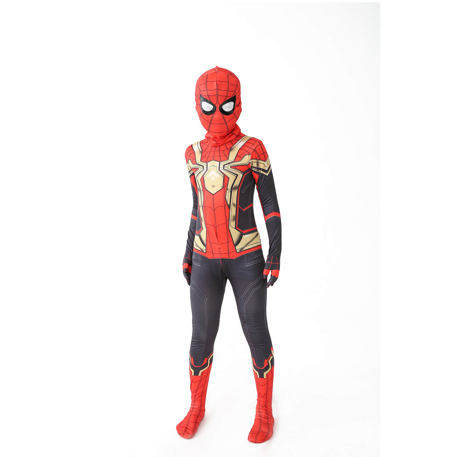 Orimax Spiderman kostuum met avontuurlijk design, geïnspireerd door de iconische Spider-Man uit de films. Het kostuum is in de karakteristieke rode en zwarte kleuren, met gedetailleerde gouden accenten en het herkenbare webpatroon. Het masker is inclusief de klassieke witte ogen van Spider-Man, perfect voor jonge avonturiers die de wereld van de superheld willen ervaren.