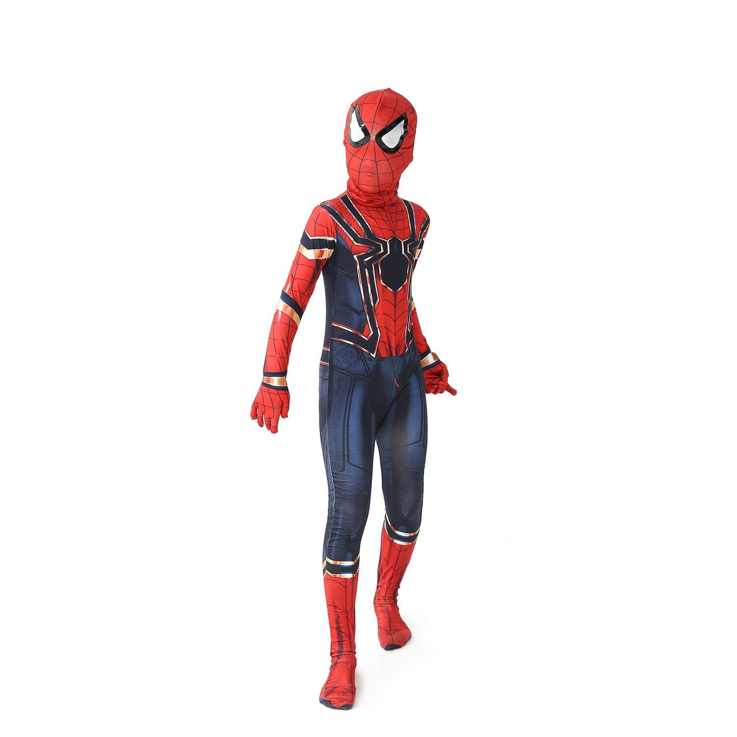 Orimax Spiderman kostuum met avontuurlijk design voor kinderen, in de klassieke rode en blauwe kleuren van Spider-Man, met gedetailleerde webpatronen en accenten. Het kostuum bevat een masker met de iconische witte ogen en is perfect voor jonge fans die zich willen transformeren in de beroemde superheld. Ideaal voor feestjes, cosplay of Halloween.