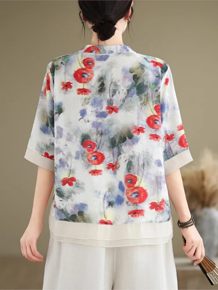 Enchanting Sea of Flowers Summer Top