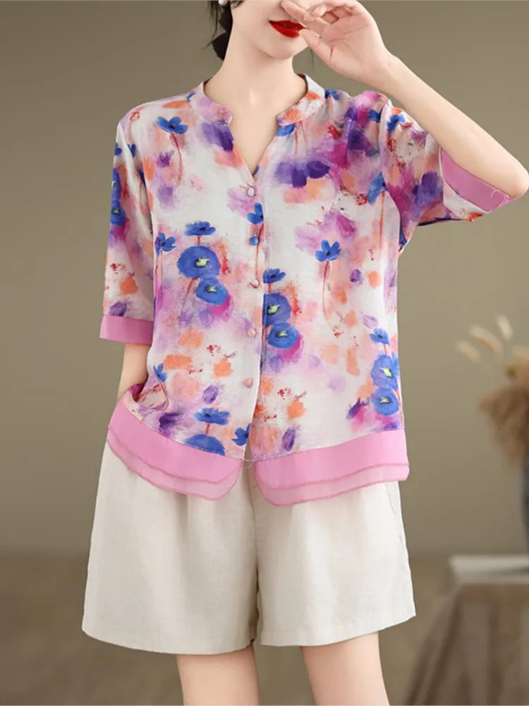 Enchanting Sea of Flowers Summer Top