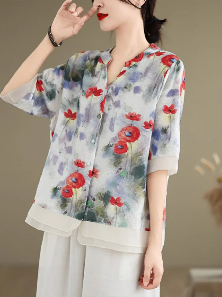Enchanting Sea of Flowers Summer Top