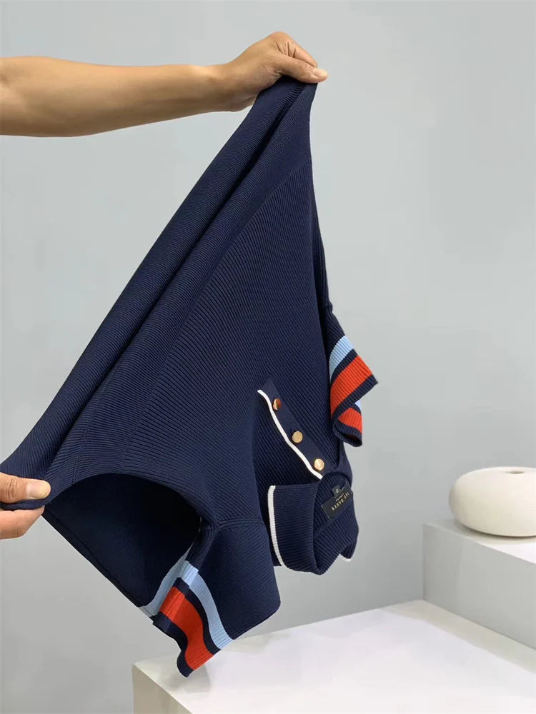 Stylish Polo Collar Knitted Dress