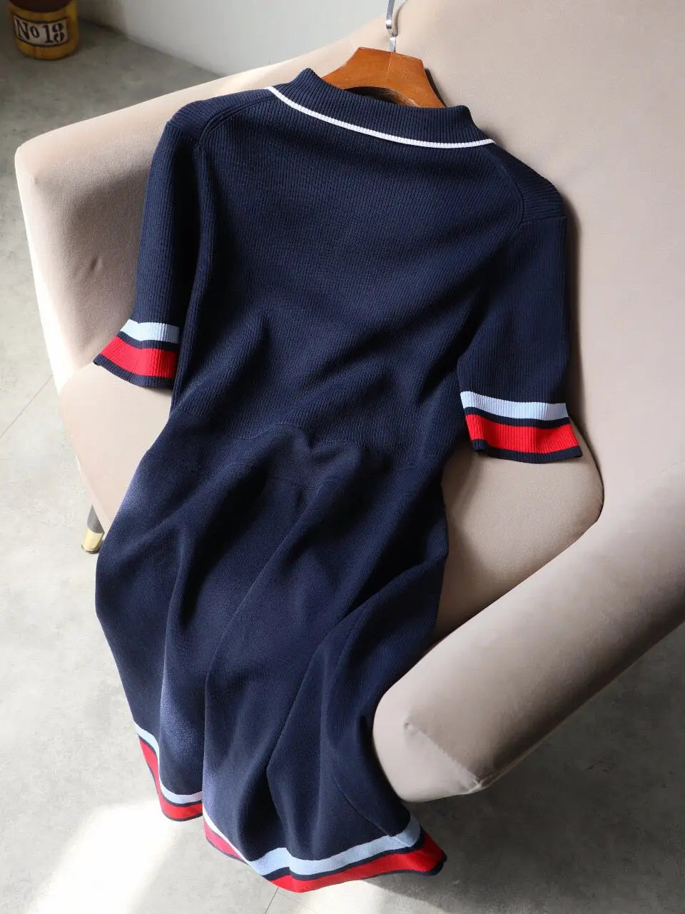 Stylish Polo Collar Knitted Dress