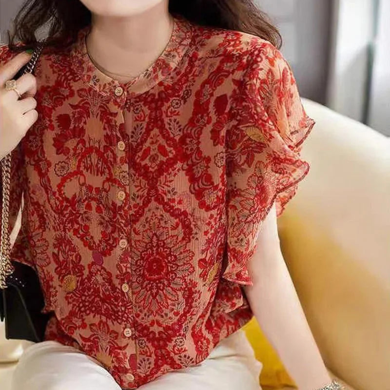 Havenshine Vintage Ruffle Blouse