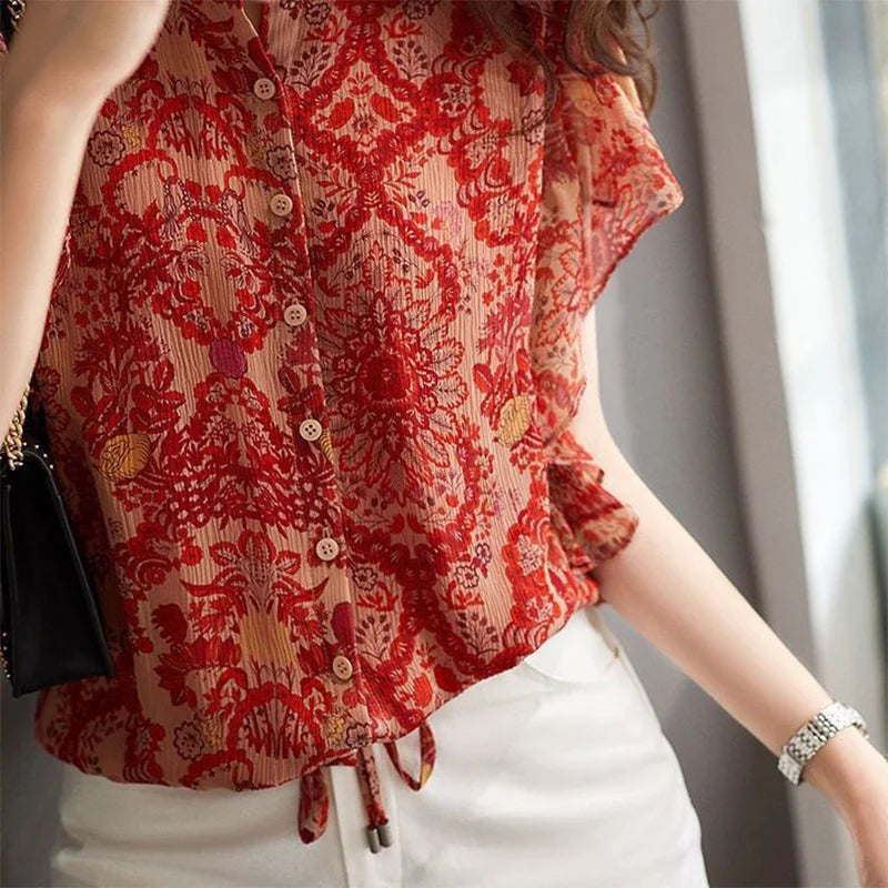 Havenshine Vintage Ruffle Blouse