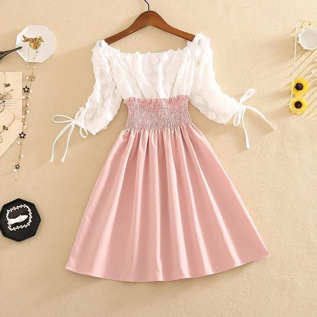 Angelique Elastische Hoge Taille Chiffon Jurken Voor Vrouwen Zomer