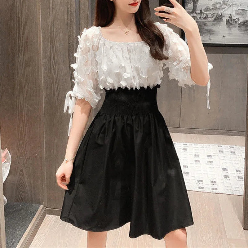 Angelique Elastische Hoge Taille Chiffon Jurken Voor Vrouwen Zomer