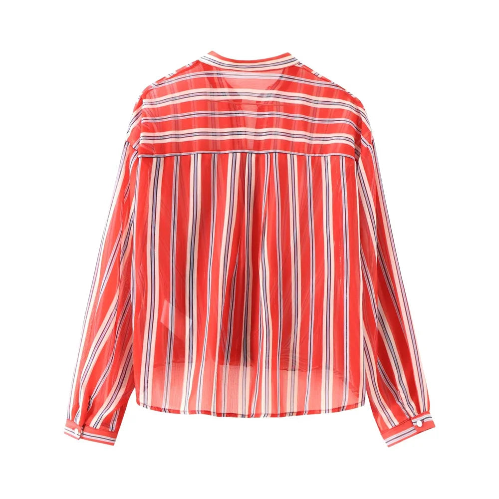 Zomerse Streepblouse met Knoopjes