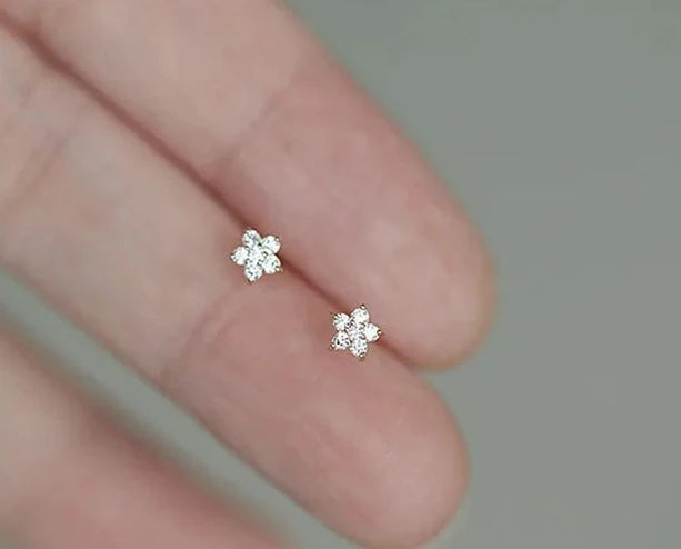 Betoverend Klein Bloem Zirkonia Oorstekers van Zilverbloesem