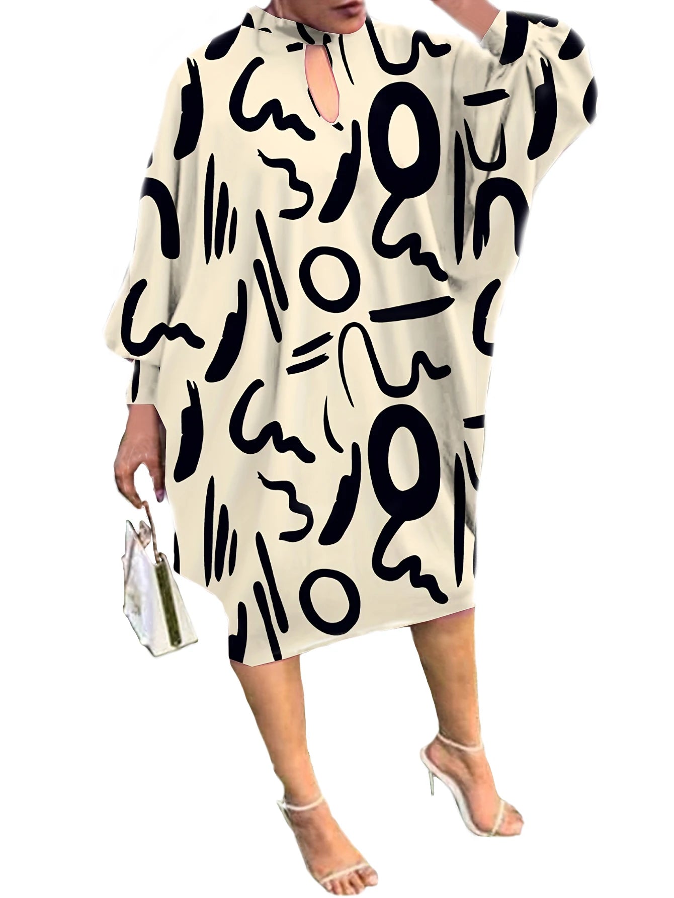 Luminea Plus Size Vestito Estivo con Motivo Scheletro