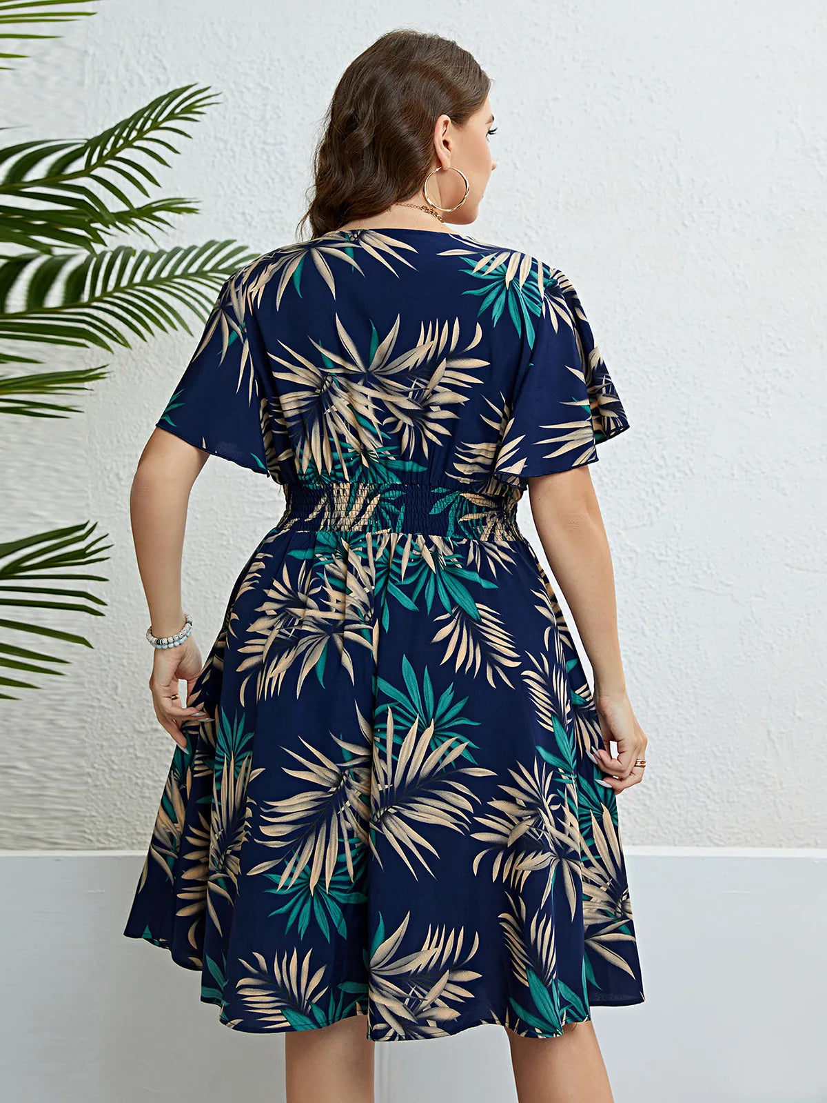 ModeMeesteres Plus Size Bloemenprint Gewikkelde V-Hals Jurken