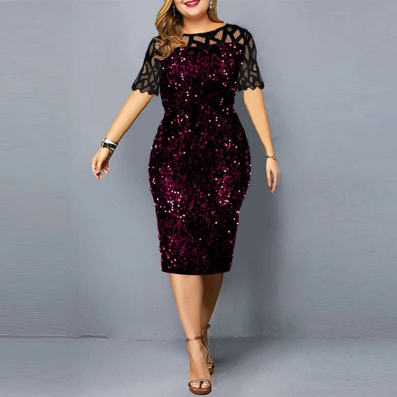 Plus Size Lovertjes Midi Kleid - Stilvolle Eleganz