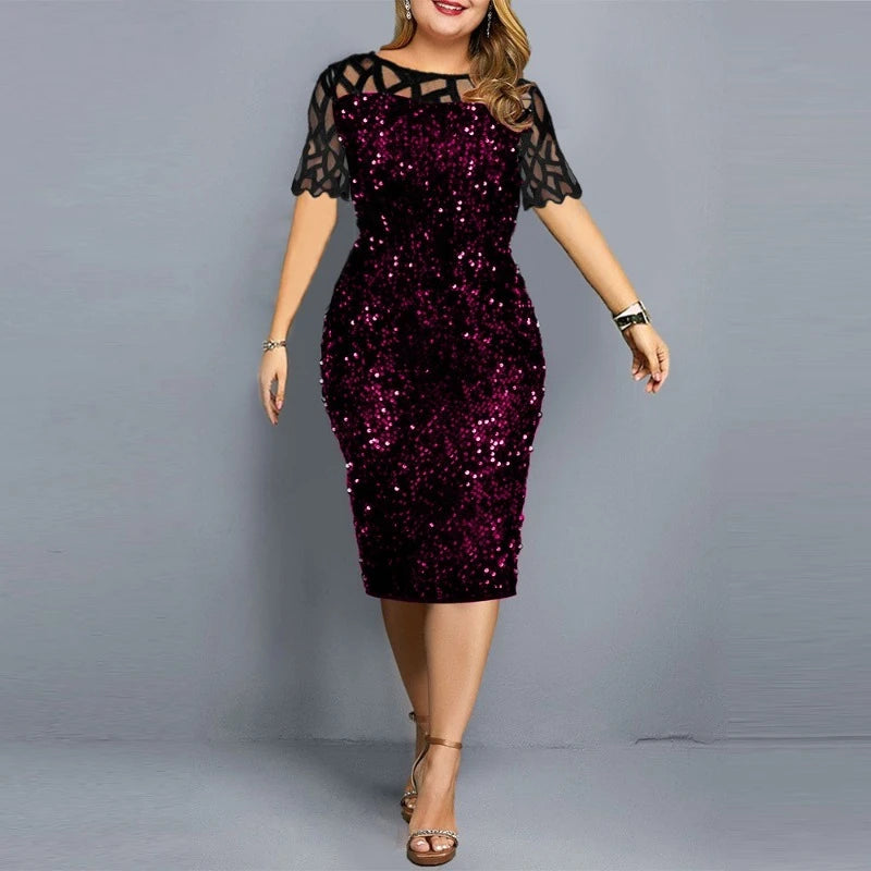 Plus Size Lovertjes Midi Kleid - Stilvolle Eleganz