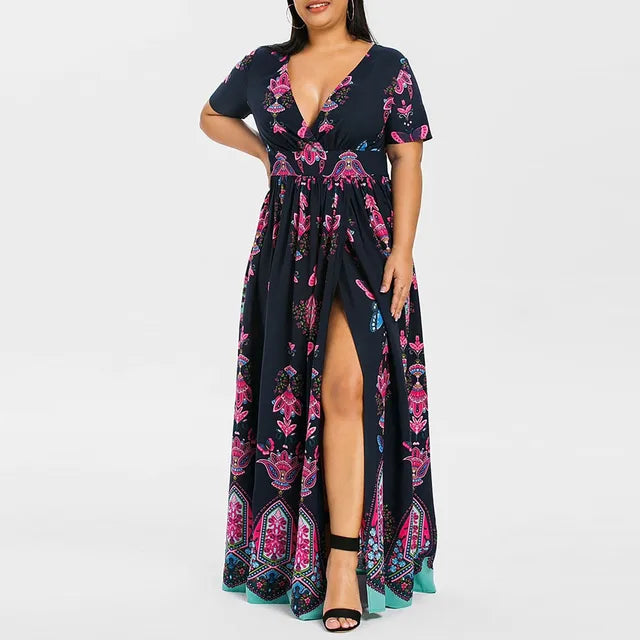 Vlinder Print Plus Size Lange Jurk Butterfly Chic