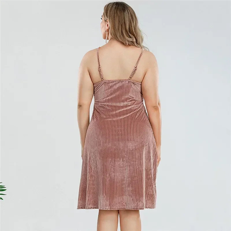 Comfortable Ribbed Lace Mini Nightdress for Curve Women