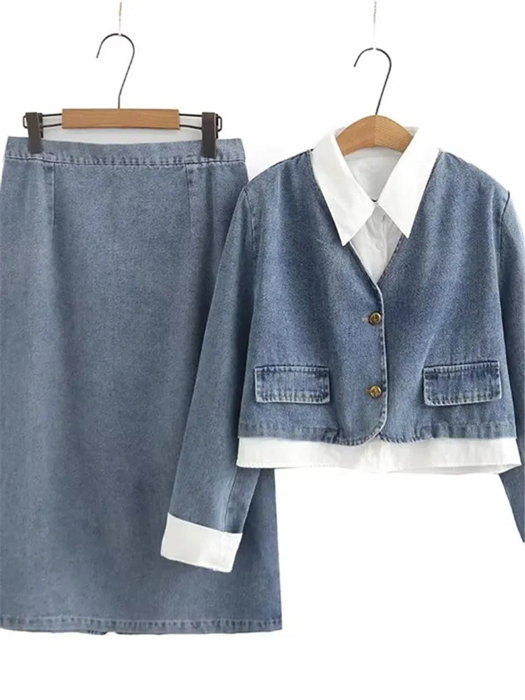 ModeGlamour Plus Size Denim Set