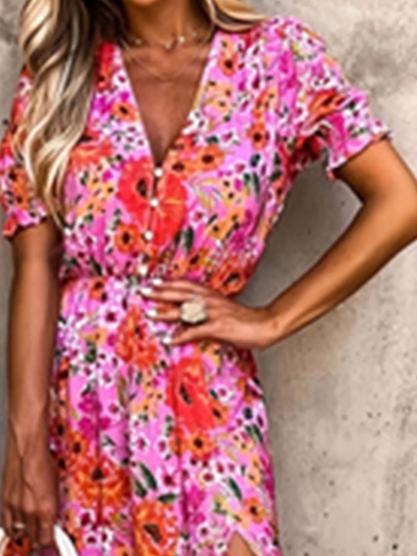 Plus Size Bloemenprint Split Jurk