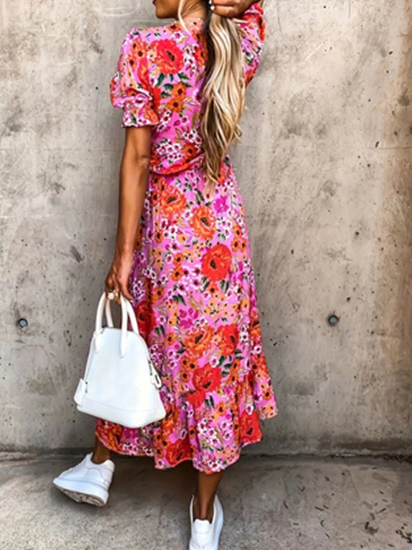 Plus Size Bloemenprint Split Jurk