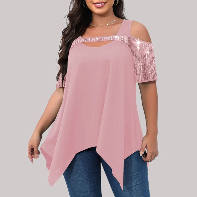 Plus Size Casual Zomer T-Shirt van Fashionista