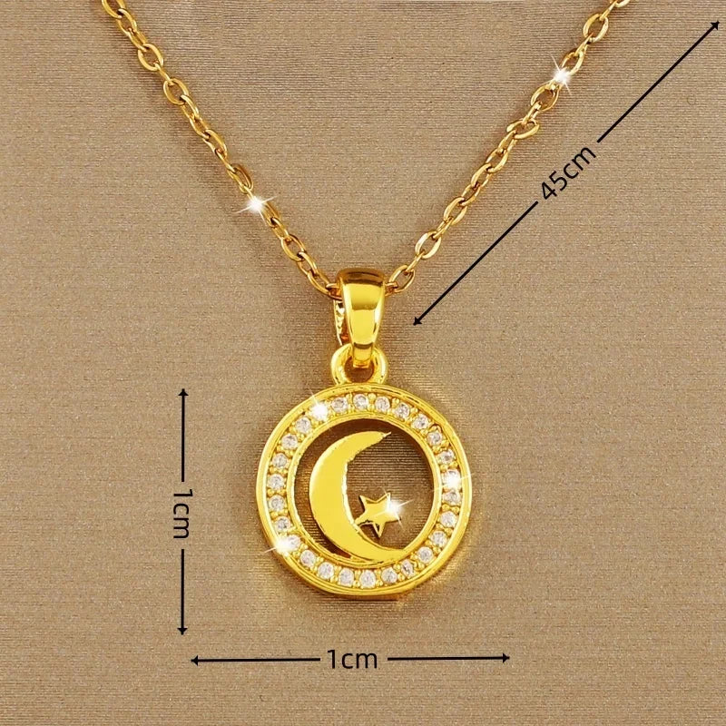 Incantevole Collana con Ciondolo Luna e Stella