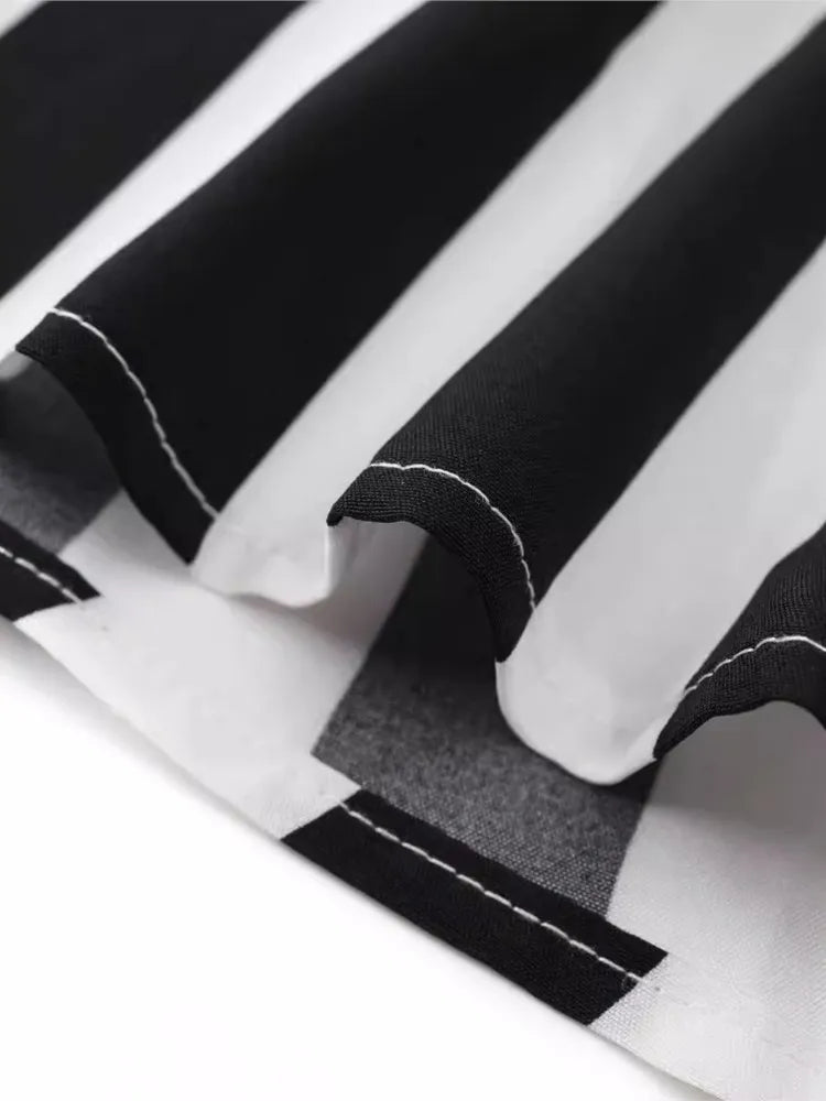 Streepjes V-hals Jurk met Kantdetails voor Dames
