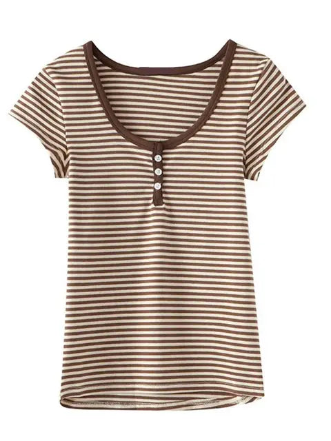 SummerGlow Striped Cotton T-Shirt for Girls