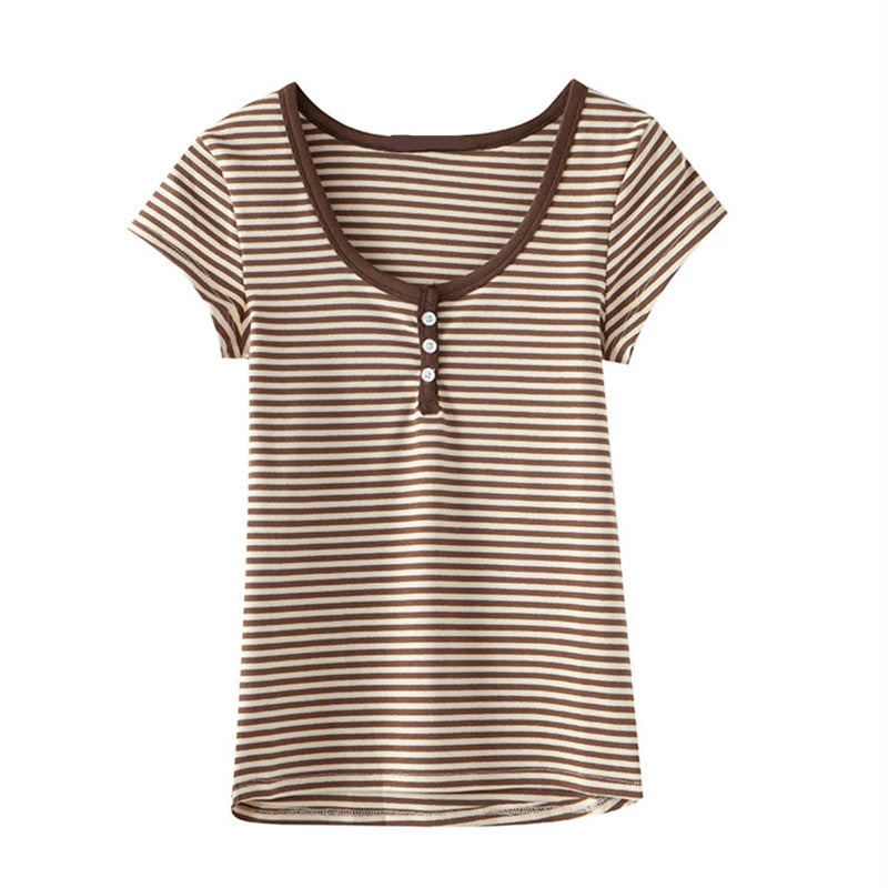 SummerGlow Striped Cotton T-Shirt for Girls