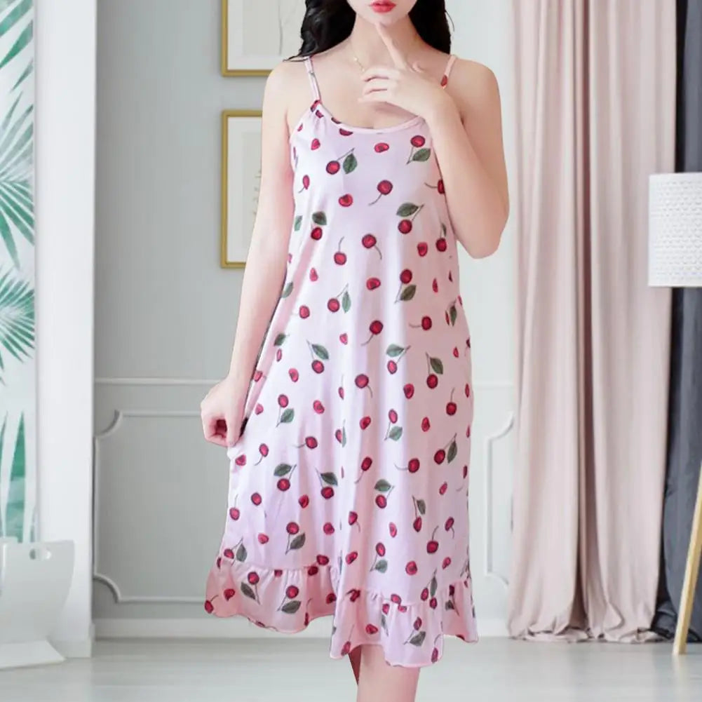 DreamyGirl Koreaanse stijl mouwloos roezels zoom nachthemd