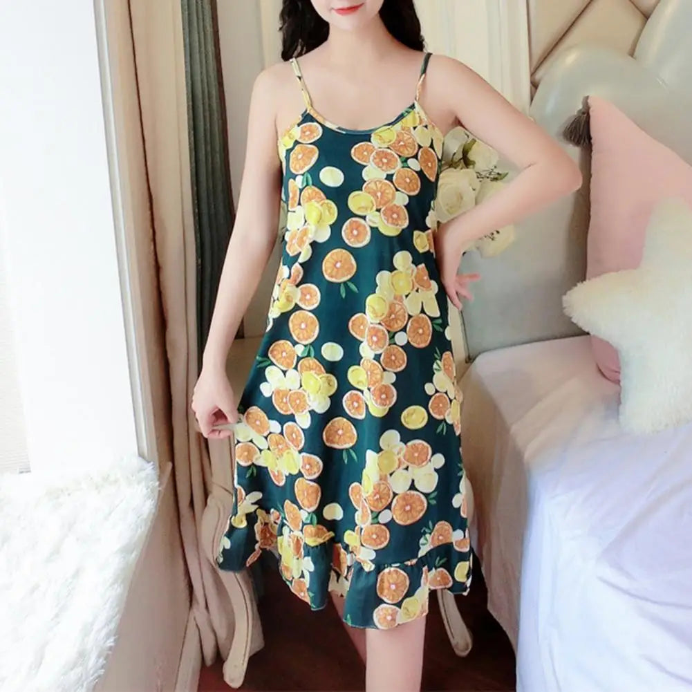 DreamyGirl Koreaanse stijl mouwloos roezels zoom nachthemd
