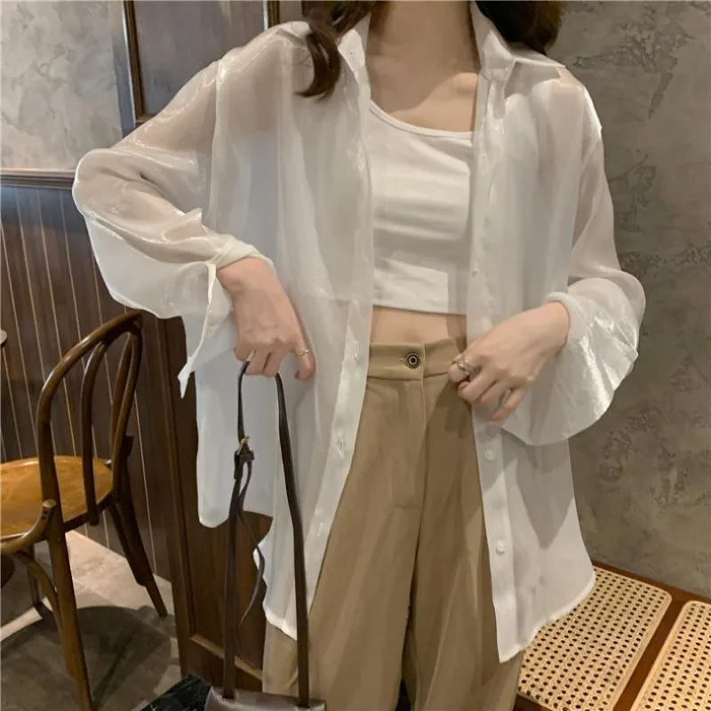 Elegante Camicia Oversize in Raso per Donne